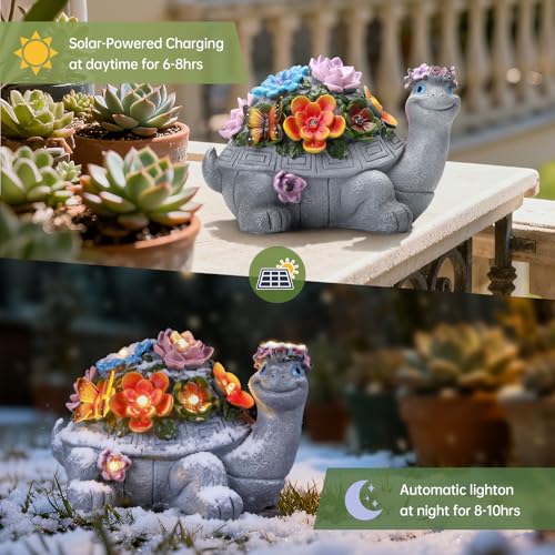 Large Solar Turtle Garden Statue,Outdoor Animal Statues for Garden,Yard,Lawn,Patio,Porch, Balcony, Unique Birthday Gifts for Mom, Women, and Grandma - size: Turtle