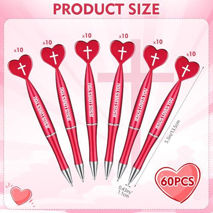 Sayglossy 60 Pcs Christian Jesus Loves You Pens Bulk, Red - color: Red