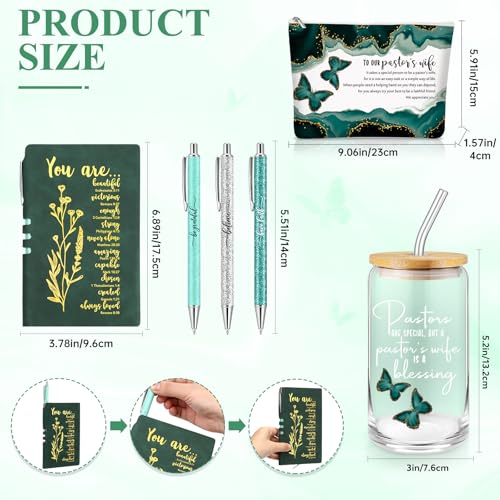 Funnymoom 6 Pcs Pastor Gift Set Tumbler Journal Pens Green - color: Green, size: Pastor's Wife