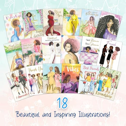 African American Birthday Cards Assortment Box – Set of 18 All Occasion Black Greeting Cards with Envelopes, Use for Mother's Day Card Present – Beautiful Black Women Designs – Premium Cardstock - style: Assortment 820
