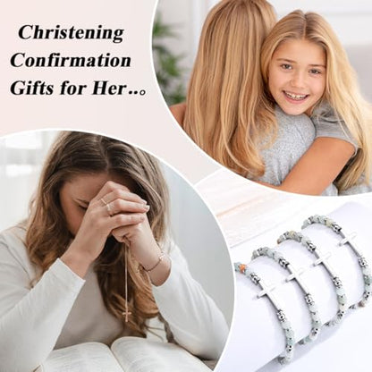 Christian Cross Bracelet for Girls Women, Easter Basket Stuffers - color: First Communion