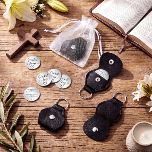 Dansydaisy 18 Set Pocket Hug Token Christian Gifts with PU Leather Keychain for Motivational Faith Party Scripture Gift - style: Every Day
