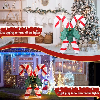 4 FT Lighted Christmas Candy Cane, Pre‑Lit Outdoor Yard Decor - size: 35.04''*29.53''