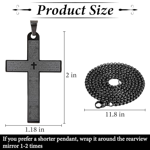 Cross Pendant for Car Rear View Mirror, Car Rearview Hanging Cross (Black) - color: black