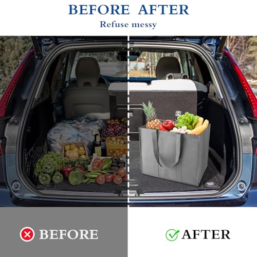 Reusable Grocery Shopping Bags 10 Pack Large Foldable Tote Bags Bulk - color: Black, Grey