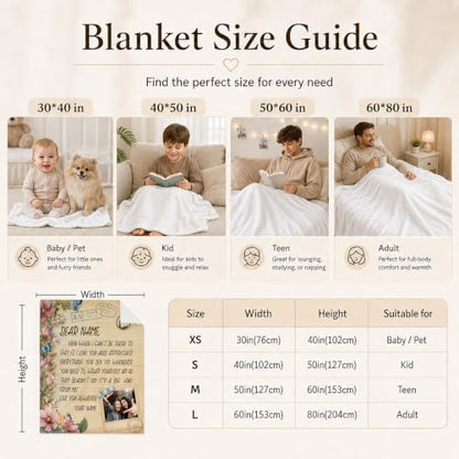 Custom Blanket for Women, Personalized Flower Throw for Sofa - color: Pink