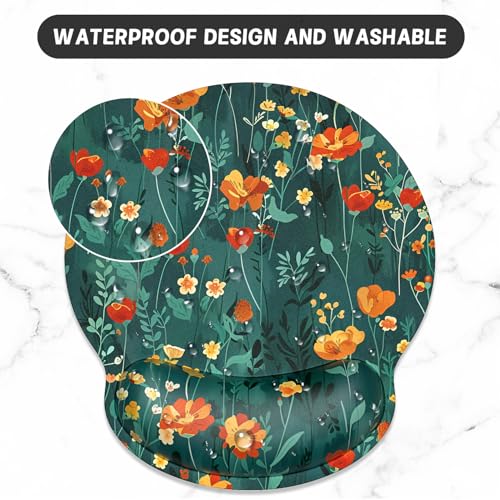 ITNRSIIET Ergonomic Mouse Pad with Wrist Support Wrist Rest Smooth Surface Non-Slip Rubber Base Comfortable Office Supplies Pain Relief, 9.8 x 9.1 inches, Beautiful Flowers - color: B03-Beautiful Flowers