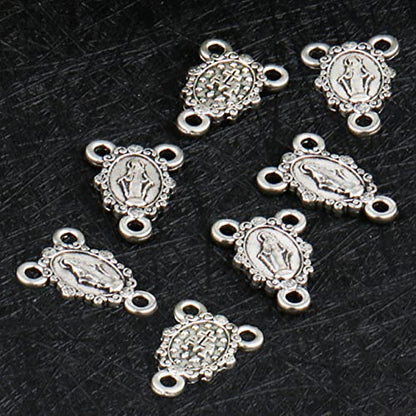 COTTVOTT St Benedict,Our Lady of Guadalupe Medal for DIY Jewelry Making,Virgin Mary Christ Jesus Rosary Center Connection Part - color: 30pcs-Floral Grace Mary Medal