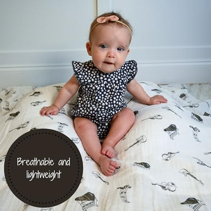 LollyBanks Muslin Swaddle Blanket, 47 x 47 in, Newborn Receiving Blanket - color: Chello There
