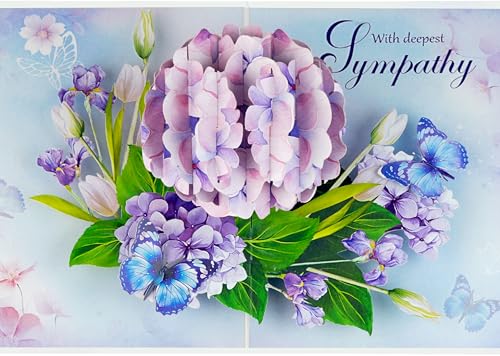 Hydrangea Pop Up Sympathy Cards with Envelopes, Sorry for Your Loss Card, Religious Pop Up Sympathy for Loss of Loved one, Mother, Father, Husband (Hydrangea) - color: Hydrangea