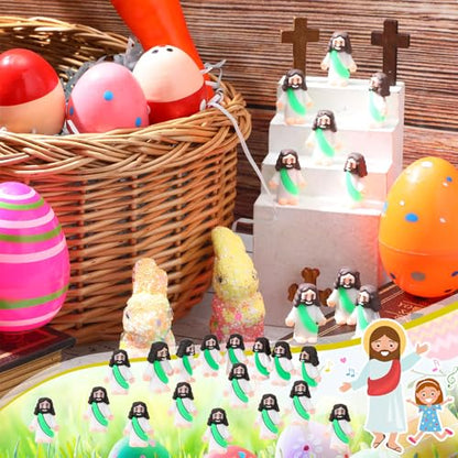 Bememo 25Pcs Mini Jesus Figure for Religious Favor,Green - color: Green