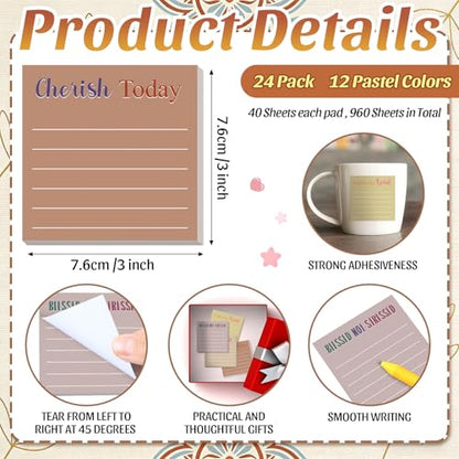 Yinder 24 Pcs Inspirational Sticky Notes Gifts, Bible, Boho - color: Boho, size: Bible