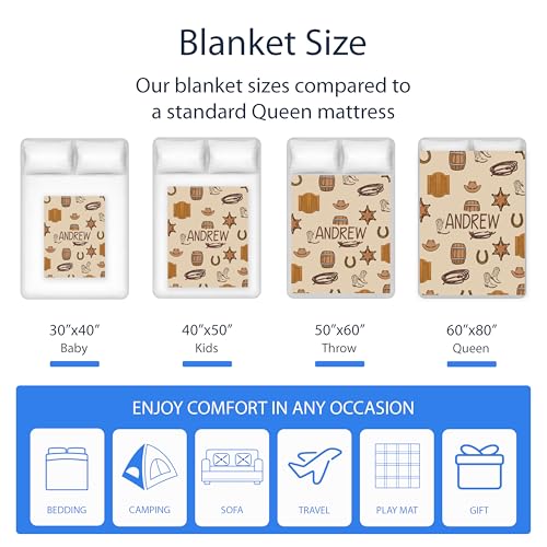 Personalized Personalized Cowboy Baby Blanket, Cowboy Hat Boots Quilt Pattern Design, Custom Name Toddler Kids Throw, Ranch Nursery Decor, Baby Gift Idea - color: Cowboy Baby Blanket#1