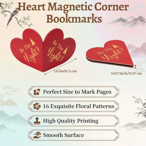 Resurhang 112 Pcs Christian Heart Magnetic Bookmarks Bible Verses Bookmarks Christian Gift for Women Men Inspirational Religious Motivational Page Clips for Club Church Book Lovers Reading Gifts - style: Christian