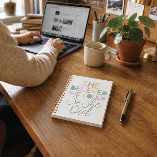 She Believed She Could So She Did Rainbow Notebook, 5.5×8.3 Inch - color: 007-Spiral