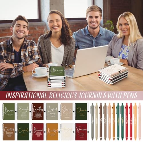 Kosiz 12 Sets Christian Gifts Bulk Prayer Journals Pens, Retro Color - color: Retro Color