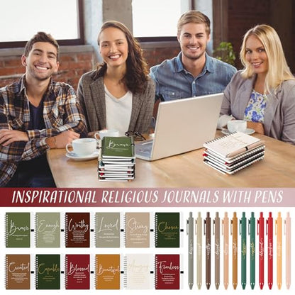 Kosiz 12 Sets Christian Gifts Bulk Prayer Journals Pens, Retro Color - color: Retro Color