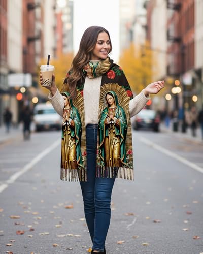 Virgen De Guadalupe Shawls for Women, Virgin Mary Blanket Scarf, Soft Scarf Wrap Prayer Shawl Catholic Gifts - color: Virgen De Guadalupe 260（with Gift Box）