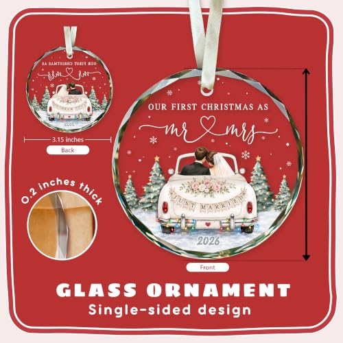 First Christmas Married Ornament 2026 - Wedding Mr and Mrs Ornaments 2026 - color: Married