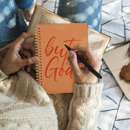 Wheatwin Bible Notebook, But God Christian Notebook Journal, Christian Gifts for Men Women, Inspirational Christian Hardcover Spiral Notebook 5.5x8.3 - Orange - color: But god - Orange