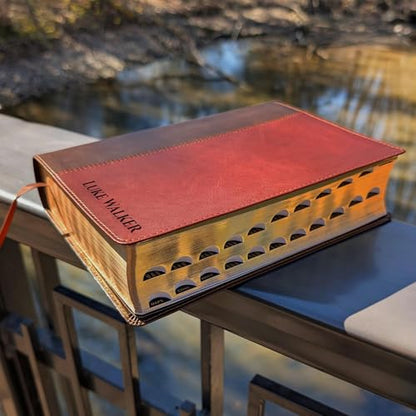Personalized NLT Life Application Study Bible – Brown/Mahogany LeatherLike | Indexed Thumb Tabs | Third Edition | Custom Engraved Bible | New Living Translation | Red Letter | Over 10,000 Study Notes (Name Only)