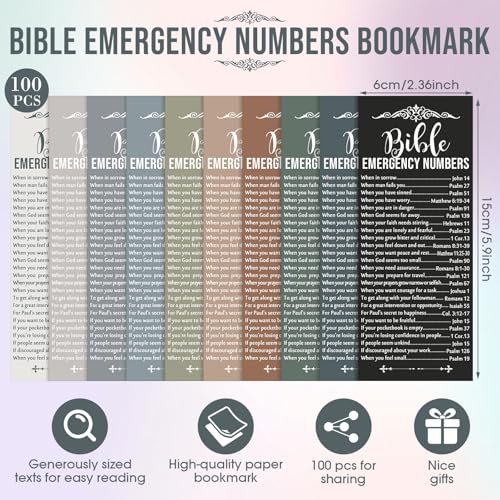 Motiskyy 100 Pcs Bible Emergency Numbers Bookmark Gift, Morandi - color: Morandi