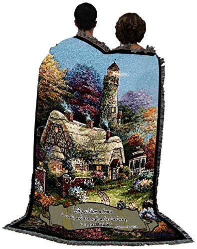 Pure Country Weavers Heavens Light Blanket by James Lee Blanket - By Wisdom a House is Built - Scriptures - Proverbs 24:3-4 - Gift Tapestry Throw Woven from Cotton - Made in the USA (72x54) - color: Heavens Light, size: 72" x 54"