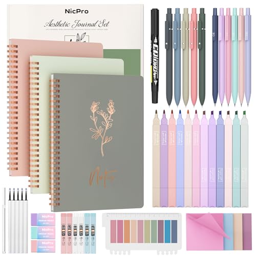 Nicpro 50PCS Cute Spiral Notebook Stationary Set For Women - size: 50pcs