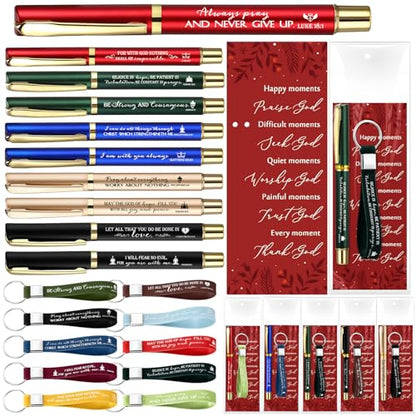 Lincia 30 Sets Christian Gifts for Church Bulk Religious Pen Books of The Bible Bookmark Religious Silicone Keychains for Sunday School Teacher Family Men Women Grandparents Pastor Clergy