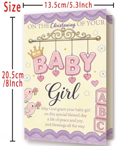 Baptism Card for Girl, Baby Girl Christening Gift Card - style: AM-443