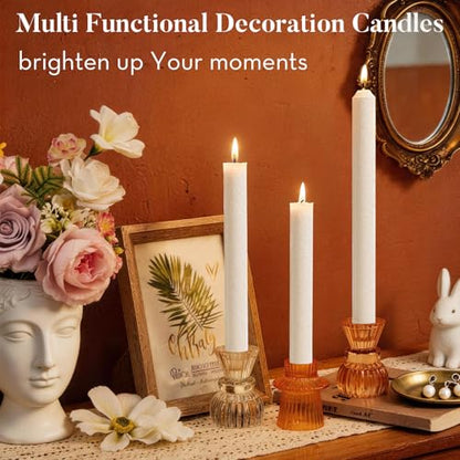 Ashlux Palm Taper Candles 12Pack, 10 Inch Unscented Dripelss Candlesticks - color: White