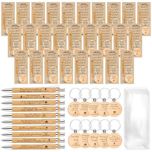 50 Sets Christian Gifts Bulk, Religious Bible Bookmarks, Keychain and Pen