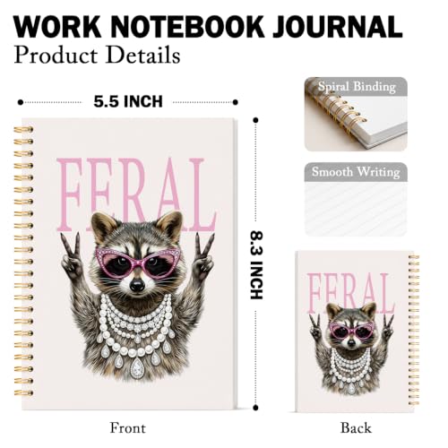 Glam Raccoon Feral Notebook Journal for Women Teen Girls Gifts - color: Raccoon Glam