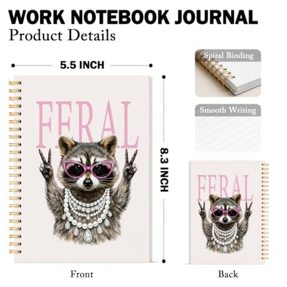 Glam Raccoon Feral Notebook Journal for Women Teen Girls Gifts - color: Raccoon Glam