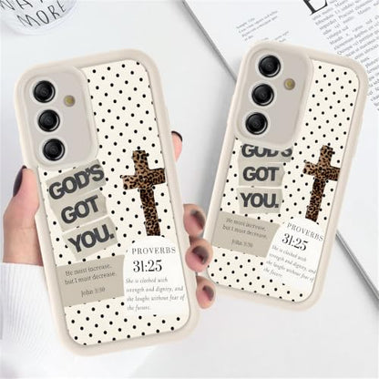 Christian Case for Samsung Galaxy S25 5G Jesus, God Aesthetic Cheetah Bible Verse Polka Dot Cross Pattern, Leopard Print Design Phone Cover, Soft TPU Protective Shell for Samsung S25 6,2" - color: Bible Verse