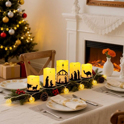 Nativity Scene Decoration, Christmas Nativity Set, Flameless Candles, 5 Pc - size: Nativity Set (5-Pack)