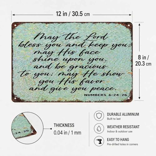 Biblical Blessing Verse Aluminum Metal Sign 8 x 12 Inch