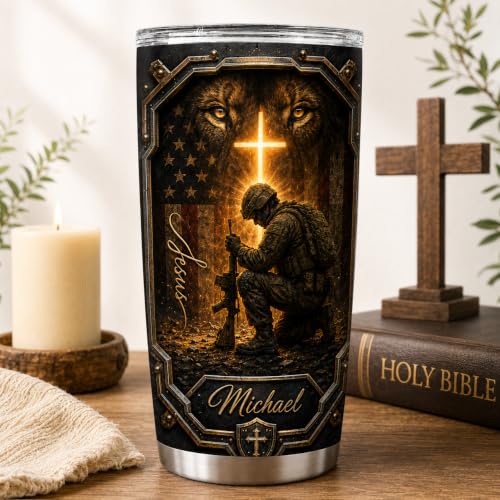 Personalized Christian Gifts For Men - A Child Of God Bible Faith Warrior Tumbler V14 - Man Of Faith Christ Religious For Dad, Husband, Grandpa on Fathers Day, Christmas, Birthday - color: CH-VAR-14
