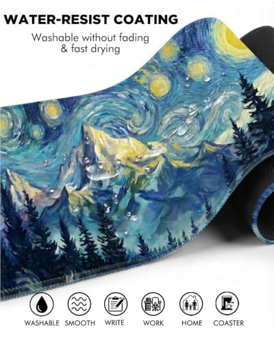 Mouse Pad, Desk Mat, 31.5x11.8in Large Mousepad, Starry Forest - color: Starry Forest