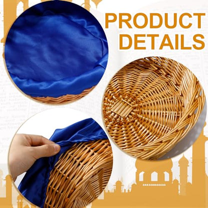 FillTouch 2 Pcs 12 Inches Round Offering Baskets for Church, Blue,Red - color: red, blue