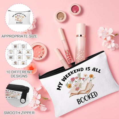 30Pcs Book Lovers Makeup Bag Book Club Gifts for Women Cosmetic Bags with Zipper Large Capacity Travel Toiletry Bag for Bookish Librarian Reader Gifts - style: Book