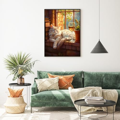 Diamond Art Kits for Adults, Cozy Cat Diamond Painting Kit, 12x16 Inch - color: CYDP1P06