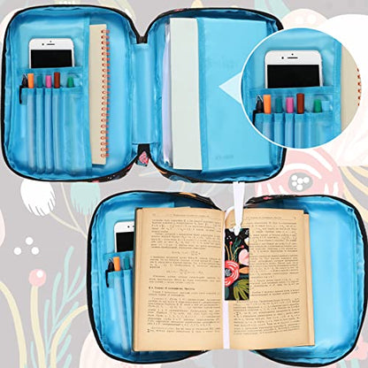 Laumoi Bible Cover Case for Women 10'' Flower Bible Holder Case Large Religious Carrying Bag for Women Study Christian Book Gift (Fresh Flower) - style: Fresh Flower