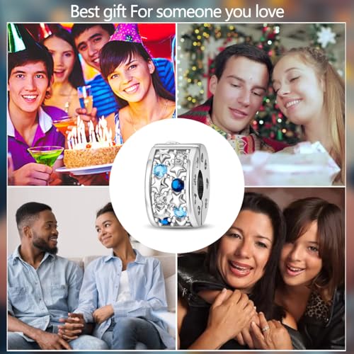 Clip Stopper Beads Fit For Pandora Bracelet, Spacer Charms For Bracelets - color: Blue Star-2Pack