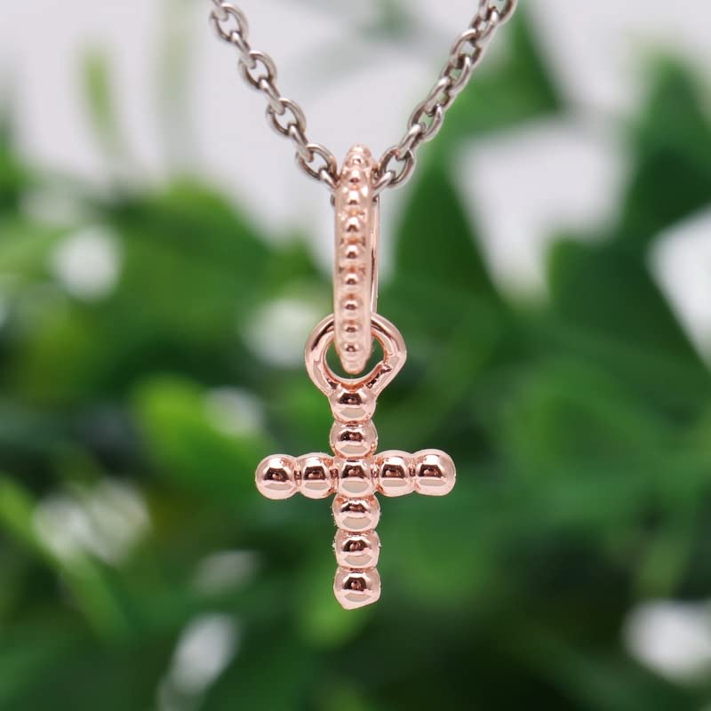 Sport Religious Charm 925 Sterling Silver Pendant,Jewelry Beads Gifts for Women Bracelet&Necklace - color: Beaded Cross