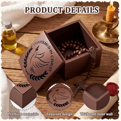 Frienda Inspirational Confirmation Keepsake Box - 2.8" H Bronze Finish Resin Trinket Box with Dove, Durable Religious Sacrament Gift for Baptism, First Communion