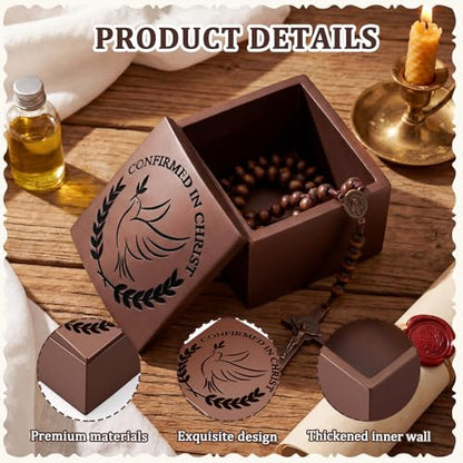 Frienda Inspirational Confirmation Keepsake Box - 2.8" H Bronze Finish Resin Trinket Box with Dove, Durable Religious Sacrament Gift for Baptism, First Communion
