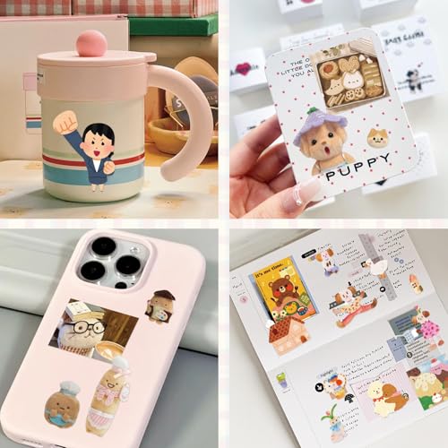Japanese Kawaii Sticker Book, 30 Sheets, 800 Pieces, INS Style Cute Cartoon Animals, Waterproof for Journaling, Scrapbooking, Planners (Pink) - color: Korean Pink, style: Art Deco