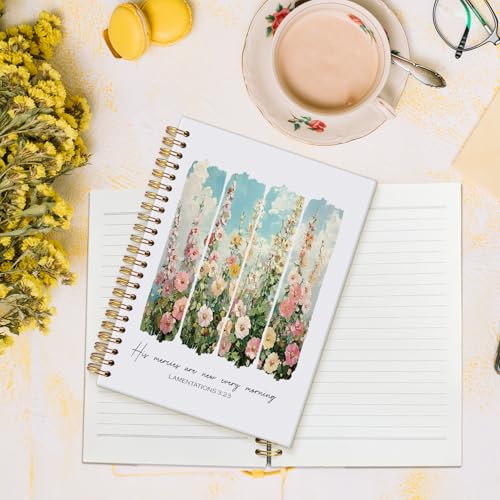 MOFUYU Bible Christian Spiral Notebook for Women,Prayer Journal for Women - color: Jesus is the light-flower2