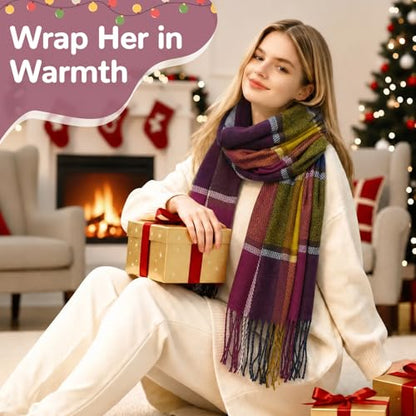 Loritta Winter Scarf for Women, Long Plaid Shawl Wraps Scarves Gifts - color: Color Lattice